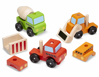 Melissa & Doug Stacking Construction Vehicles Wooden Toy Set